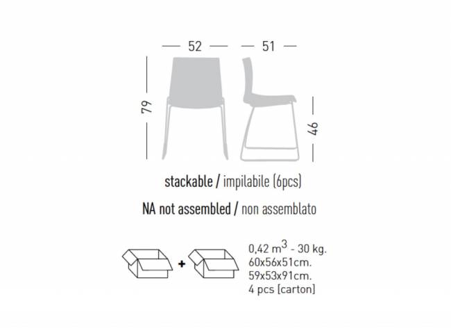 Стул пластиковый Kanvas 2 ST жемчужно-серый 520х510х790 мм
