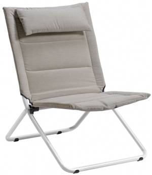 Кресло-шезлонг металлическое складное Coraline белый, лен 720х900х965 мм