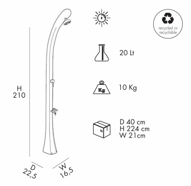 Душ солнечный Happy One F 120 оранжевый 165х225х2100 мм