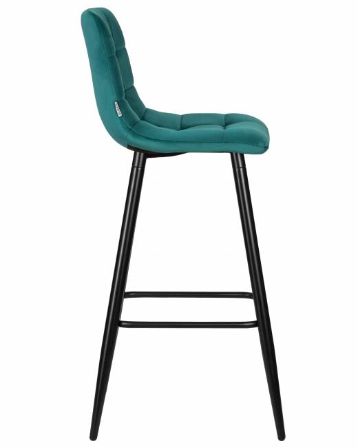 Стул барный DOBRIN NICOLE, черные матовые ножки, морской волны велюр (108-119)