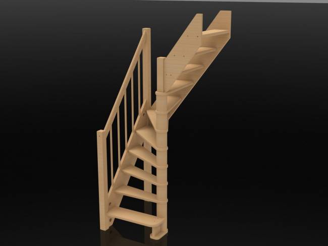 Деревянная лестница ЛС-91М Базовая под покраску