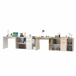 Два компьютерных стола-трансформера Лайт 03.245F цвет белый шагрень/сатин/дуб эндгрейн элегантный