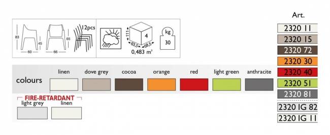 Кресло пластиковое Coccolona лен 660х600х830 мм