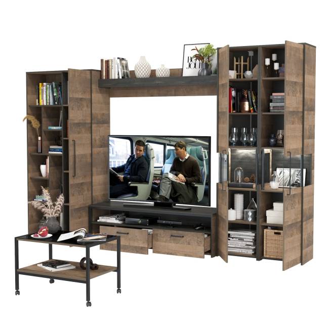 Полный набор мебели для гостиной в стиле лофт Трувор № 139 в комплекте журнальный столик цвет дуб гранж песочный/интра Полный набор мебели для гостиной в стиле лофт Трувор № 139 в комплекте журнальный столик цвет дуб гранж песочный/интра