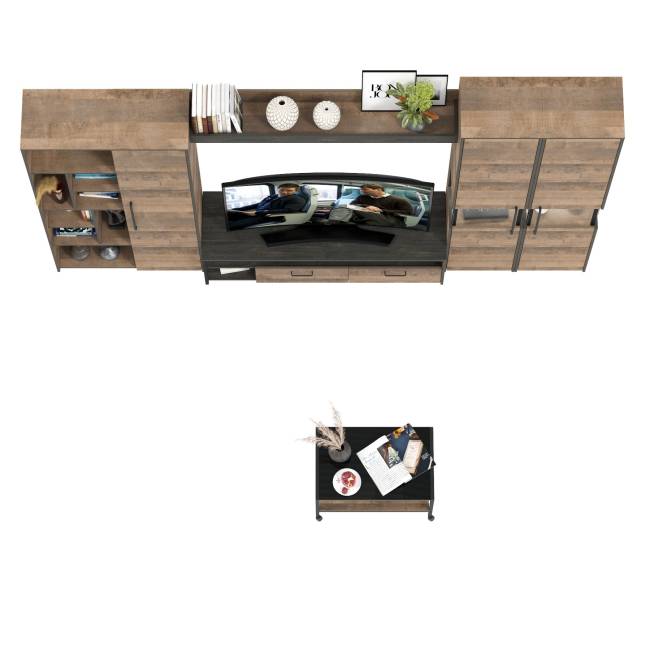 Полный набор мебели для гостиной в стиле лофт Трувор № 139 в комплекте журнальный столик цвет дуб гранж песочный/интра Полный набор мебели для гостиной в стиле лофт Трувор № 139 в комплекте журнальный столик цвет дуб гранж песочный/интра