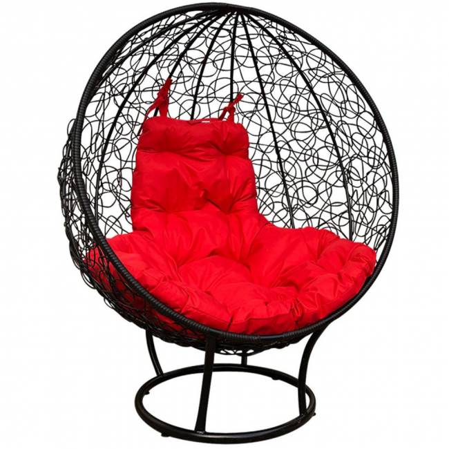 Стоячее кресло "Круглое" с ротангом Красный, Белый