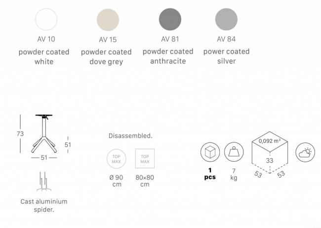 Подстолье металлическое складное Nemo серебристый 510х510х730 мм