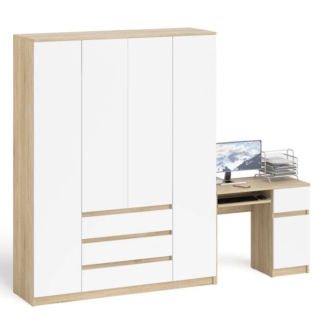 Стол компьютерный МС-1 правый и шкаф МШ1600 Мори цвет дуб сонома/белый