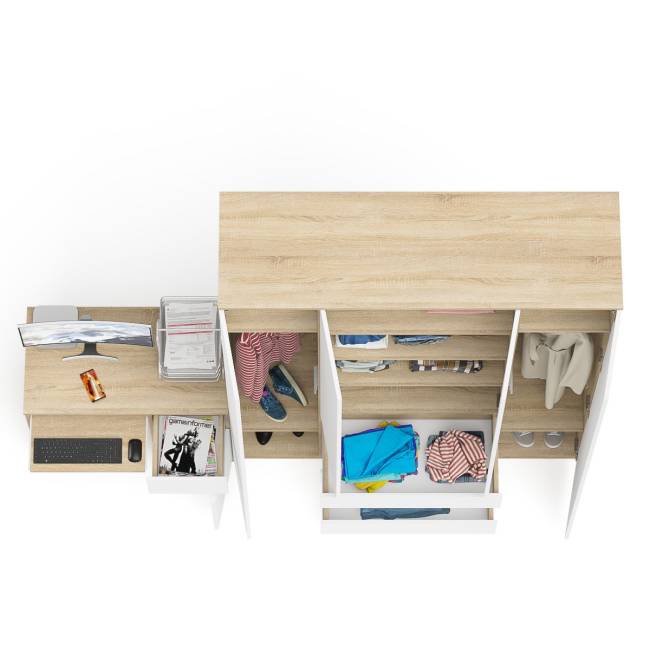 Стол компьютерный МС-1 правый и шкаф МШ1600 Мори цвет дуб сонома/белый