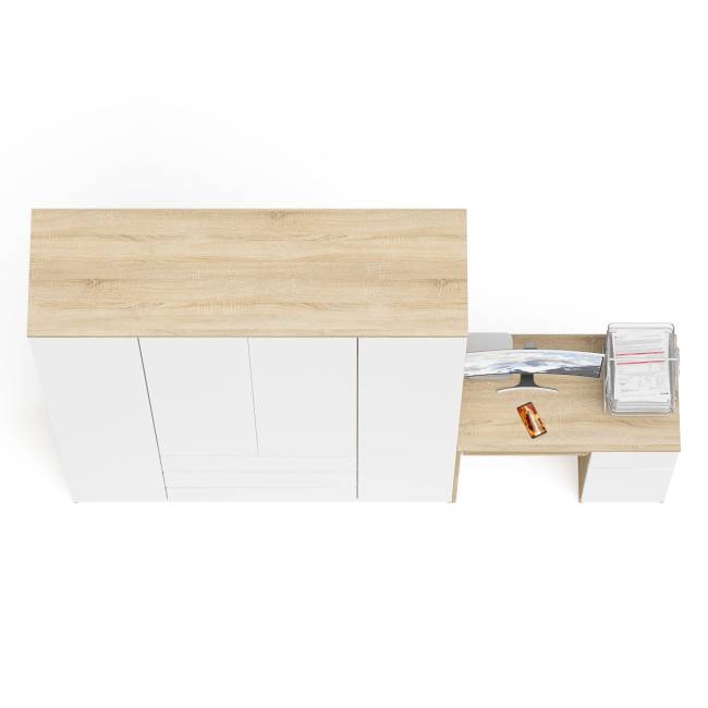 Стол компьютерный МС-1 правый и шкаф МШ1600 Мори цвет дуб сонома/белый