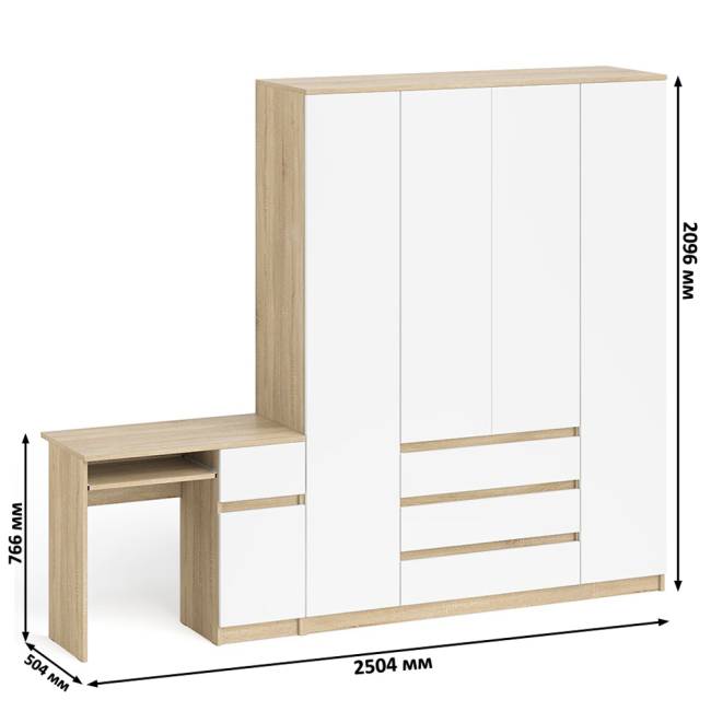 Стол компьютерный МС-1 правый и шкаф МШ1600 Мори цвет дуб сонома/белый