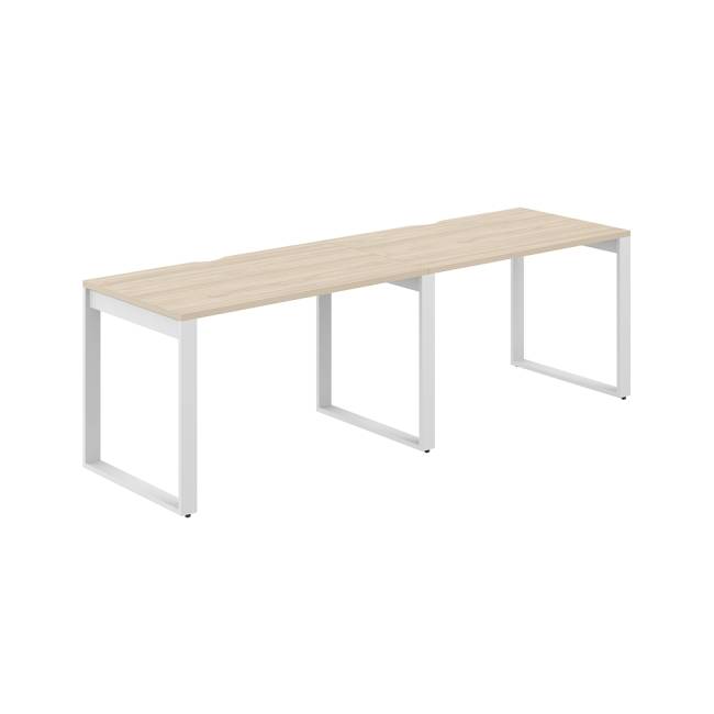 AG.174.AR.V.72.WH / Рабочая станция s-b-s 2400х700х750 / профиль О-образный: 70х20 белый; столешница с вырезом; столешница: акация равелло