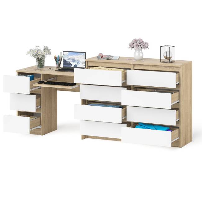 Комод Мори 1200-8 и стол компьютерный МС-6 3 ящика слева цвет дуб сонома/белый