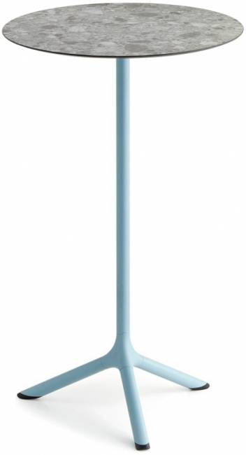 Стол ламинированный барный Tripe голубой, зернистый Ø600х1100 мм