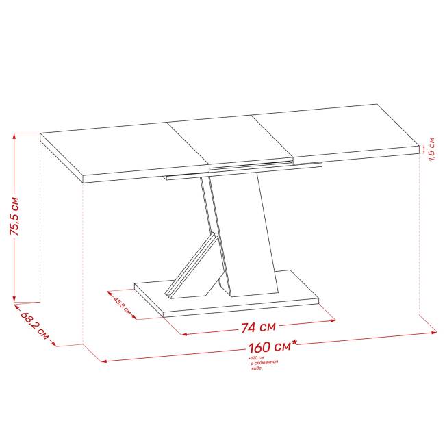 Стол раздвижной 80.529 Leset Луссо Дуб сакраменто, компаньон Антрацит