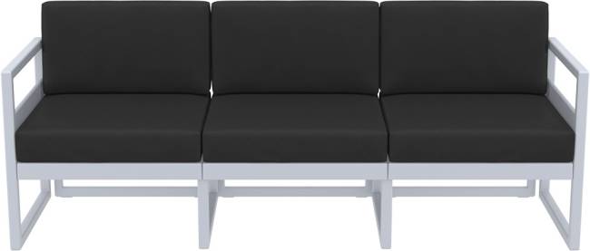 Диван пластиковый трехместный с подушками Mykonos XL серебристый, черный 2000х720х750 мм Диван пластиковый трехместный с подушками Mykonos XL серебристый, черный 2000х720х750 мм