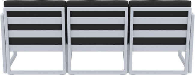 Диван пластиковый трехместный с подушками Mykonos XL серебристый, черный 2000х720х750 мм Диван пластиковый трехместный с подушками Mykonos XL серебристый, черный 2000х720х750 мм