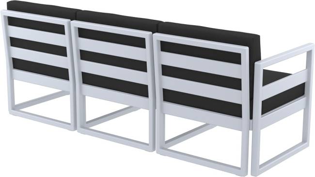 Диван пластиковый трехместный с подушками Mykonos XL серебристый, черный 2000х720х750 мм Диван пластиковый трехместный с подушками Mykonos XL серебристый, черный 2000х720х750 мм