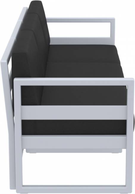 Диван пластиковый трехместный с подушками Mykonos XL серебристый, черный 2000х720х750 мм Диван пластиковый трехместный с подушками Mykonos XL серебристый, черный 2000х720х750 мм