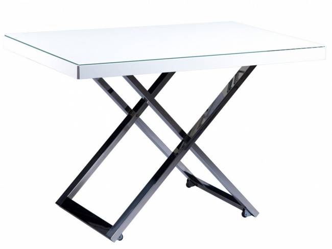 Стол-трансформер Левмар Shift стекло V15/S79 белый/ опоры нерж.сталь Стол-трансформер Левмар Shift стекло V15/S79 белый/ опоры нерж.сталь