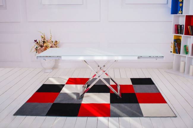 Стол-трансформер Левмар Shift стекло V15/S79 белый/ опоры нерж.сталь Стол-трансформер Левмар Shift стекло V15/S79 белый/ опоры нерж.сталь