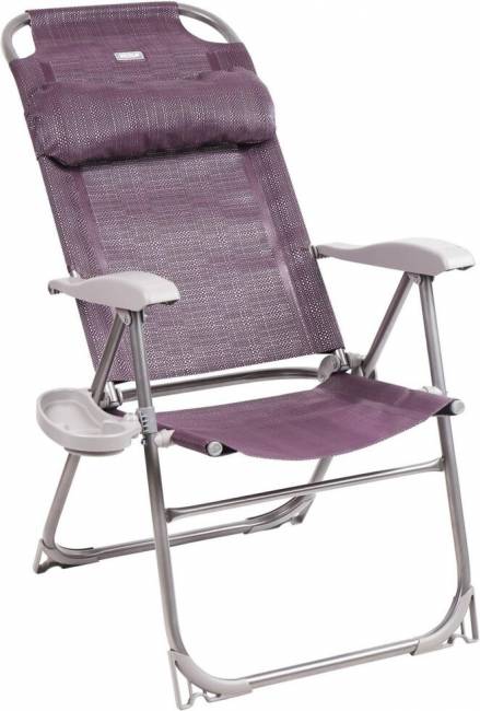 Кресло -шезлонг с полкой КШ2 (каркас серый, ткань баклажановая)
