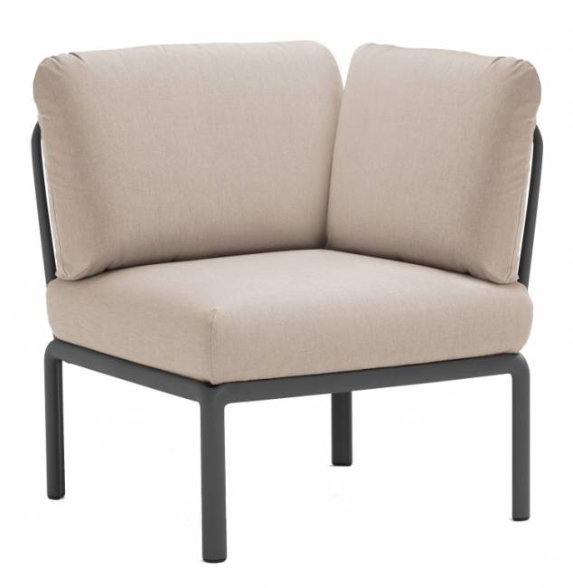 Модуль угловой пластиковый с подушками Komodo Elemento Angolo антрацит, холст 720х780х880 мм