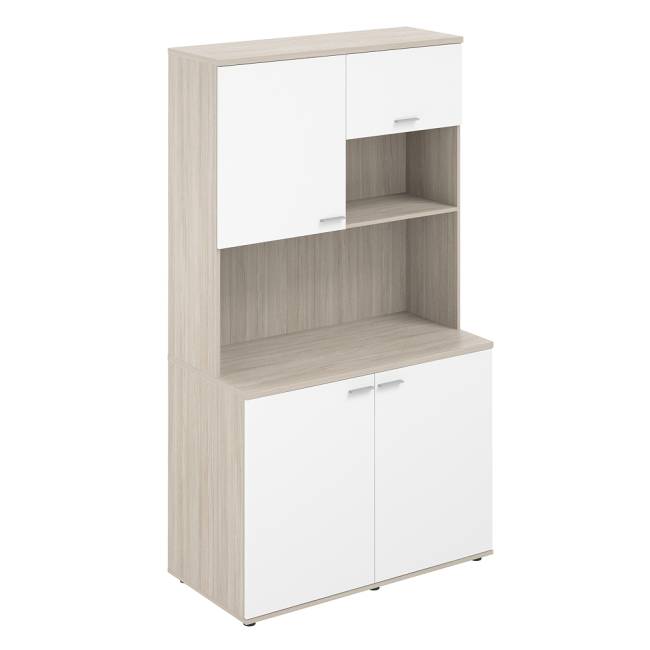 РЕКЛ.SG.1001.OL.WH / Полка (деталь № 10) офисной мини-кухня, 1200х600х2135 / корпус: дуб светлый, фасады: белый
