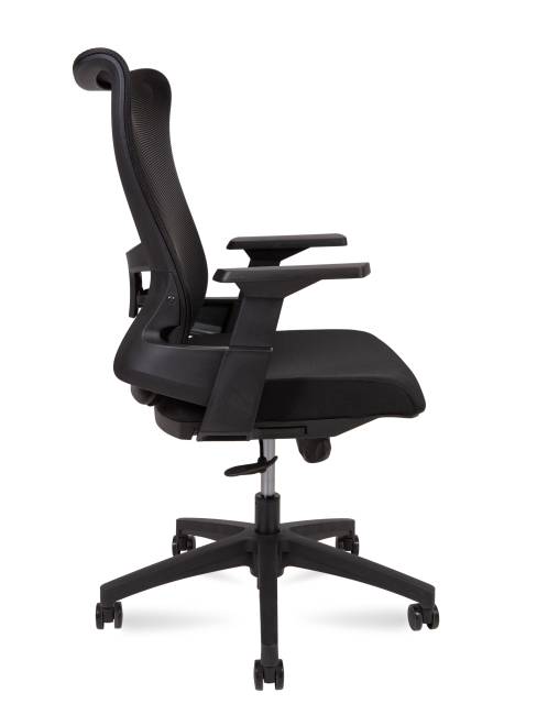 Кресло офисное / Вэйв Т LB / Wave T LB / черный пластик / черная сетка / черная ткань