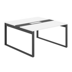 AG.2-1414.WH.72.AN.AN / Стол для переговоров 1400х1438х750 / профиль О-образный: 70х20 антрацит; лючок: серебро; столешница: белый вставка антрацит