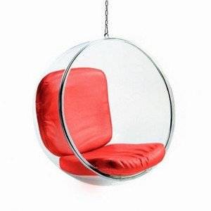Кресло подвесное Bubble Chair Красное Экокожа