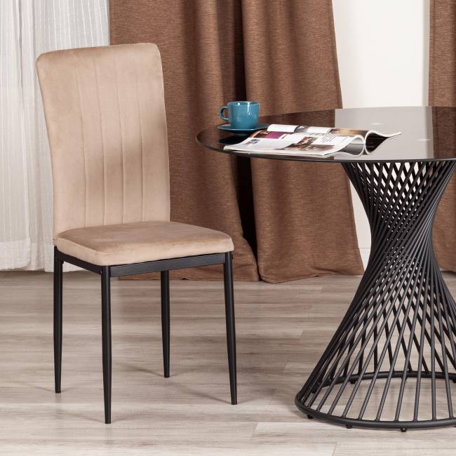 Стул VERTER (mod. 37-1) металл, флок, 47,8 х 41,5 х 97 см, Beige (бежевый) HLR8 / черный (Комплект из 4 шт.) Beige (бежевый) HLR8 / черный металл, флок