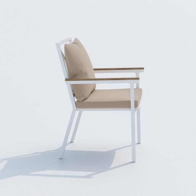 Обеденная группа  TELLA FESTA plus каркас белый / стол тик 220 / ткань бежевая