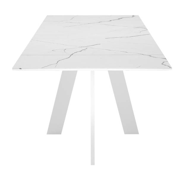 Стол DikLine SKM140 Керамика Белый мрамор/подстолье белое/опоры белые (2 уп.)