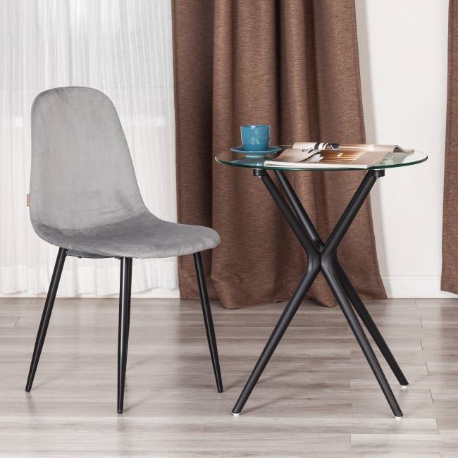 Стул BREEZE (mod. JSC-58) Велюр/металл , 44 х 53 х 86 см, grey (серый) HLR 19 / черный (Комплект из 4 шт.) серый Велюр/металл