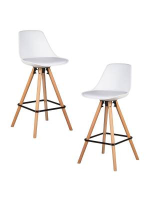 Набор 2 шт Стул полубарный DOBRIN RONNI, ножки светлый бук, белый (ZL-W-02)