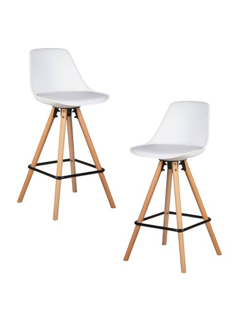 Набор 2 шт Стул полубарный DOBRIN RONNI, ножки светлый бук, белый (ZL-W-02)