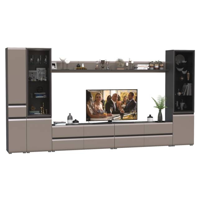 Сидней корпусная мебель в гостиную № 110 цвет антрацит/МДФ веллюто капучино