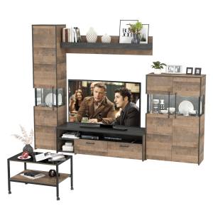 Комплект мебели для гостиной в стиле лофт с журнальным столиком Трувор № 140 цвет дуб гранж песочный/интра