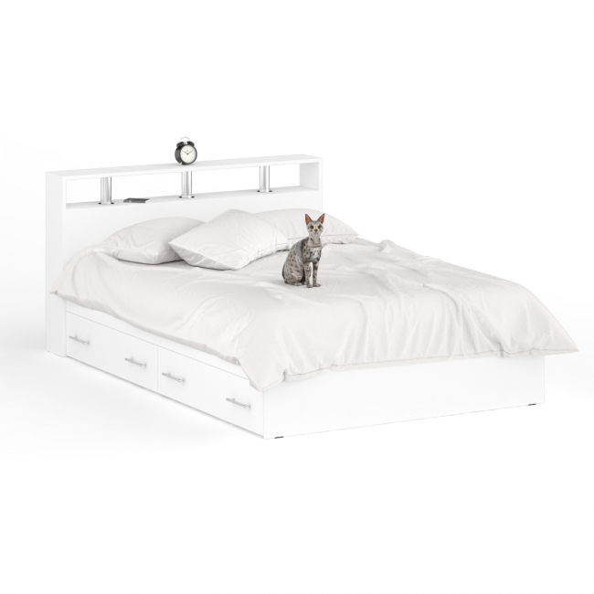 Кровать с ящиками Камелия 1400 цвет белый