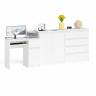 Комод-тумба ящики и дверки Мори 1600 и стол компьютерный МС-1 правый цвет белый