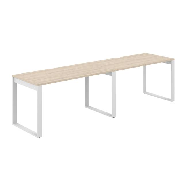 AG.175.AR.V.72.WH / Рабочая станция s-b-s 2800х700х750 / профиль О-образный: 70х20 белый; столешница с вырезом; столешница: акация равелло