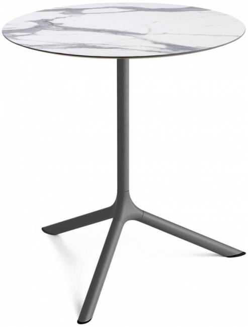 Стол ламинированный обеденный Tripe Maxi антрацит, белый мрамор Каррара Ø800х740 мм