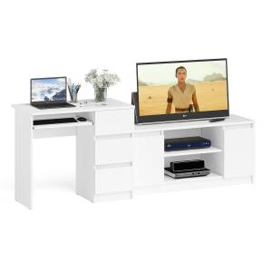 Стол компьютерный МС-6 с тумбой справа и с тумбой на 1200 Мори цвет белый