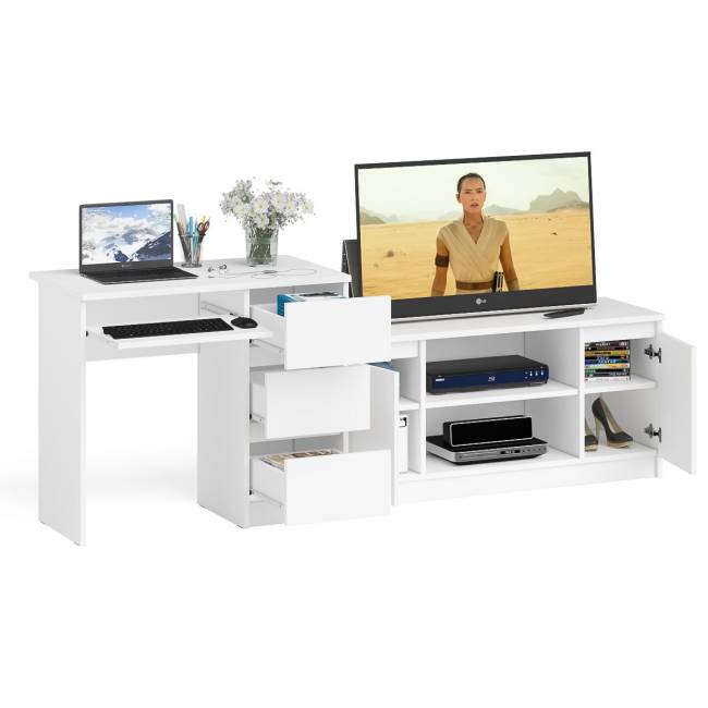 Стол компьютерный МС-6 с тумбой справа и с тумбой на 1200 Мори цвет белый