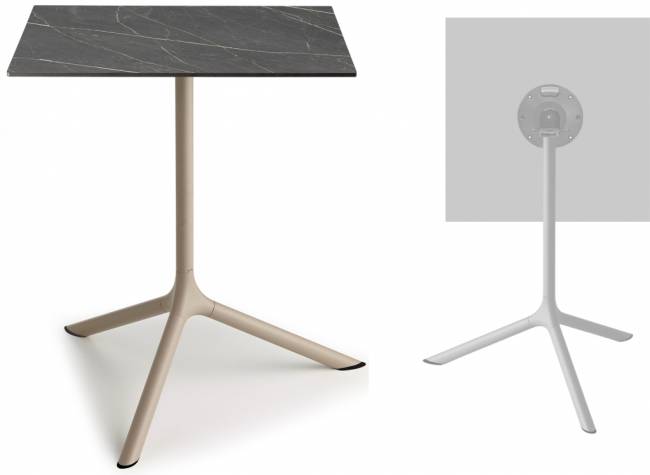 Стол ламинированный обеденный складной Tripe Maxi Folding тортора, черный мрамор Сахара 700х700х740 мм