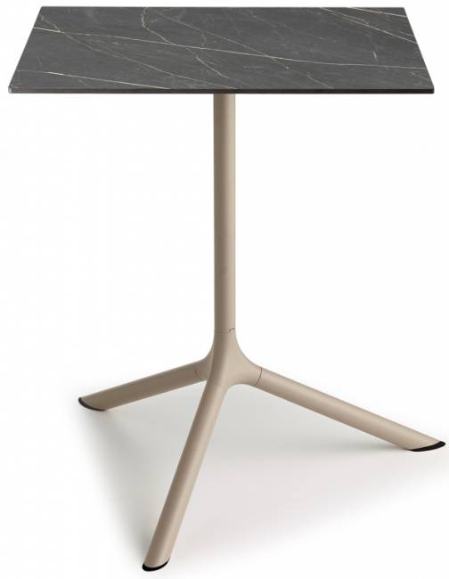 Стол ламинированный обеденный складной Tripe Maxi Folding тортора, черный мрамор Сахара 700х700х740 мм