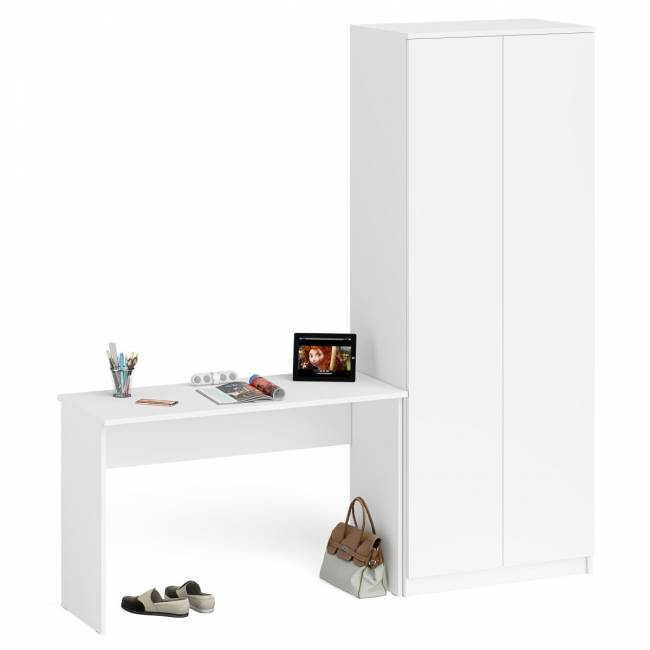 Письменный стол на 1200 и двудверный шкаф на 800 Мори цвет белый