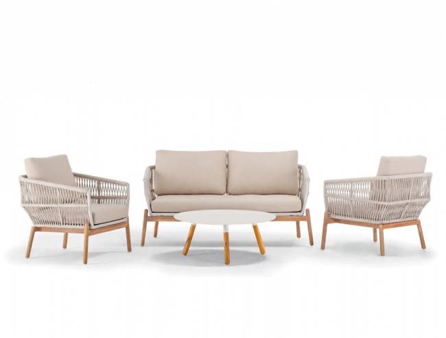 Столик металлический кофейный Bahamas натуральный, бежевый Ø900х350 мм