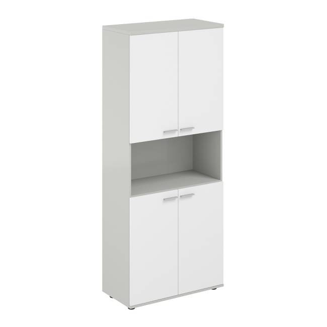 SG.861.SH.SH.SH / Шкаф высокий с нишей 800х400х1955, 4-х дв, з.ст ЛДСП 16 мм / корпус: серый бархат; фасады: серый бархат